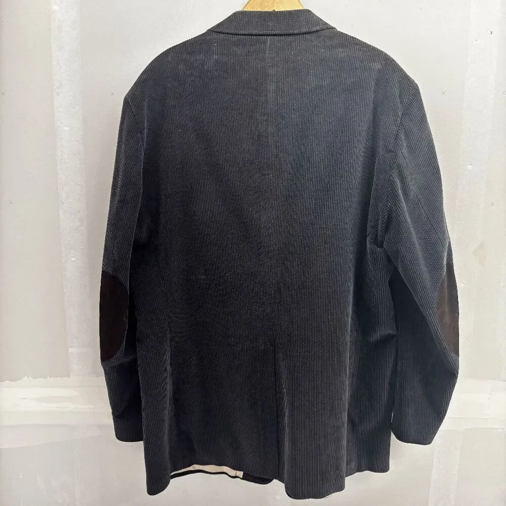 Vintage Woolrich Gray‎ Corduroy Men’s Blazer w/ Brown Elbow Patches 46L 60s 70s